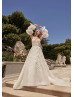 Strapless Beaded Ivory 3D Floral Appliques Tulle Wedding Dress